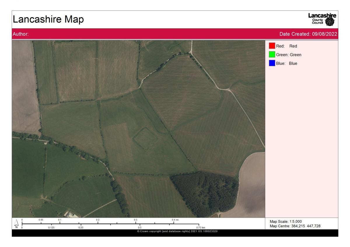 An aerial photograph showing the earthworks at Bomber Camp. 