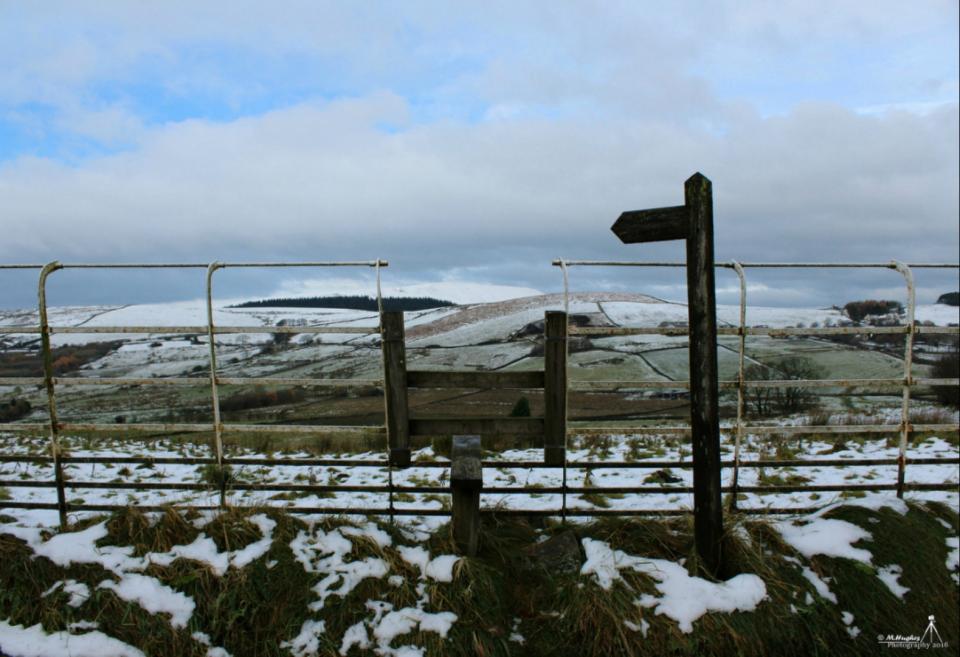 'Stile to the views' Pendle taken from a snowy Barley