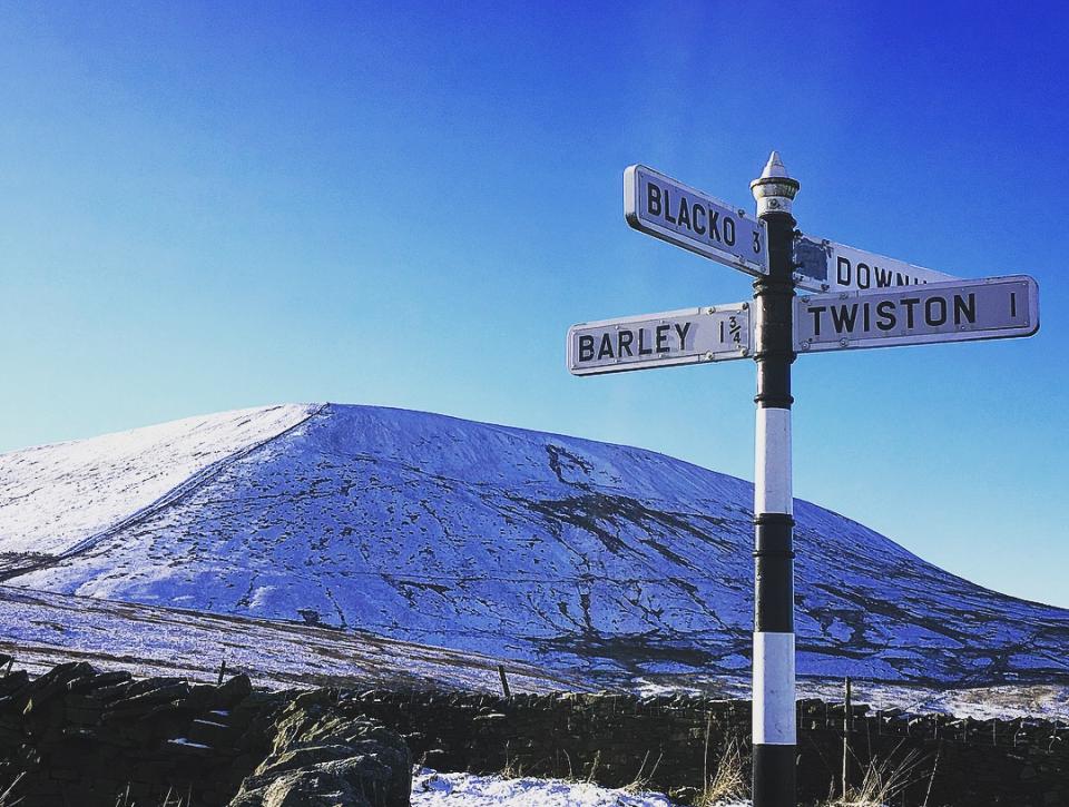 Pendle hill winter scene