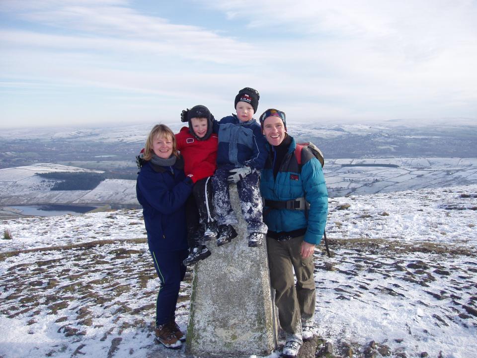 Nov 2004 Tom and James second visit to the top of Pendle Hill with Mum & Dad. Many more visits have since followed :-)