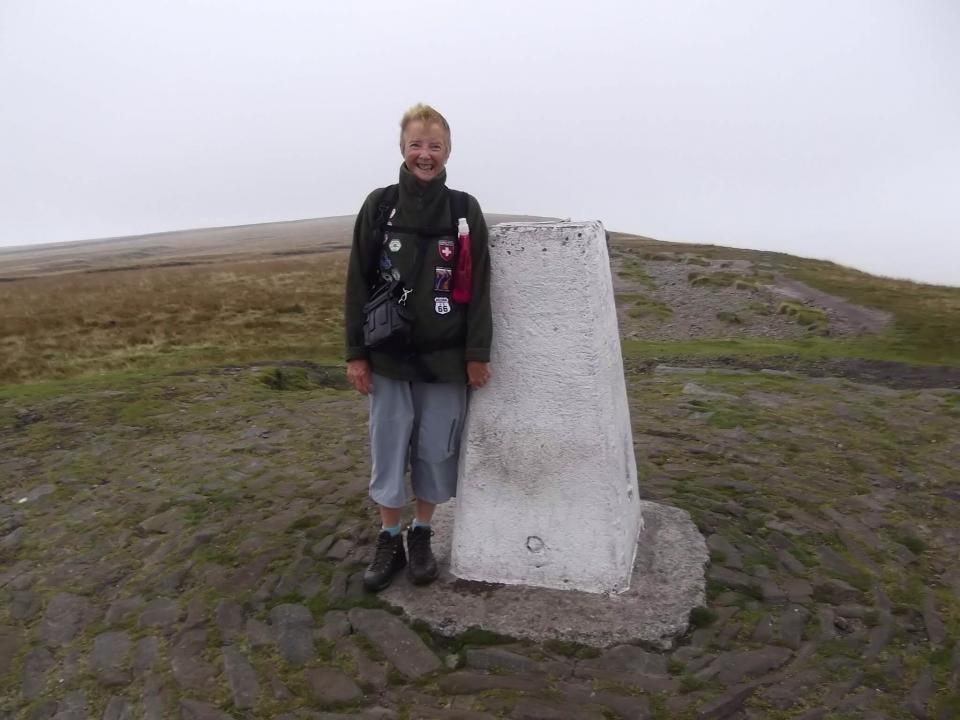 Myself on my second trip up Pendle Hill and I've yet to see the view ! This particular day was a scorcher when I stopped at Ogden reservoir, but a little from the summit it cold cold and misty !