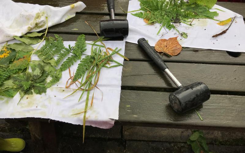 petal and leaf printing at Newchurch Primary school