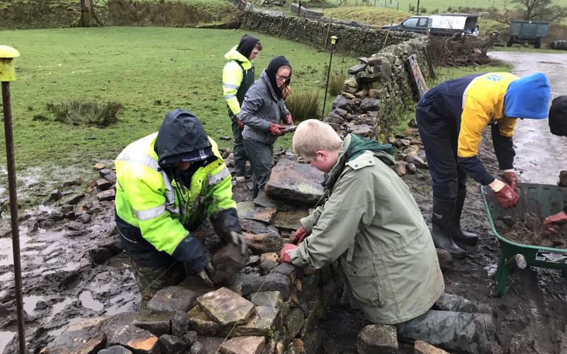 Clitheroe Young Farmers club dry-stone walling training