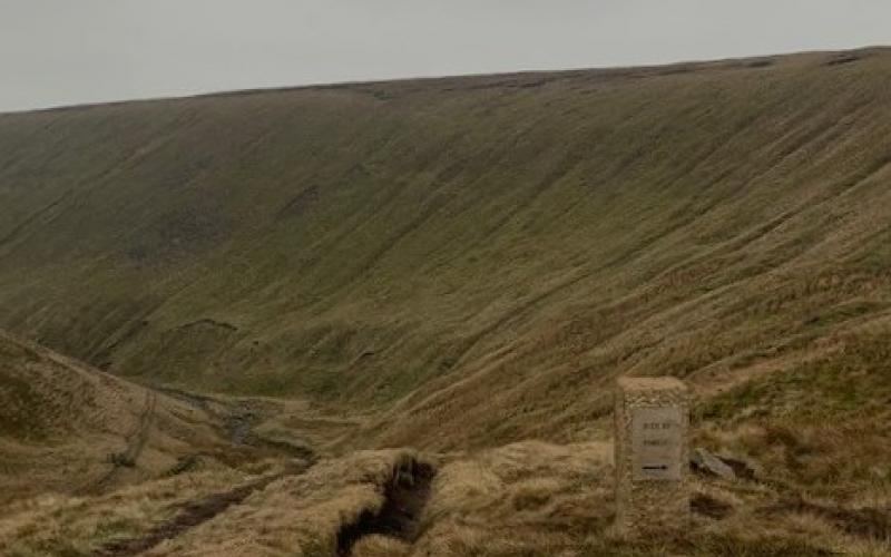 Stone way-markers on Pendle Hill