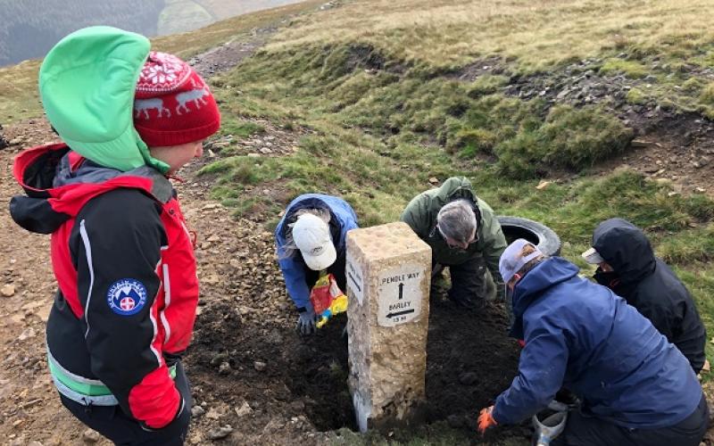 Stone way-marker installation