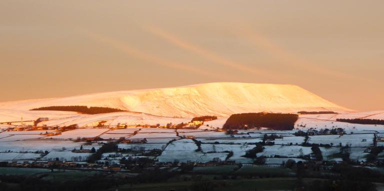 Pendle Hill at sunrise Sunday 28th Nov. 2021