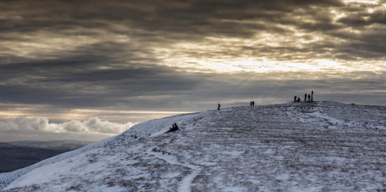 A winters afternoon at the summit of Pendle Hill