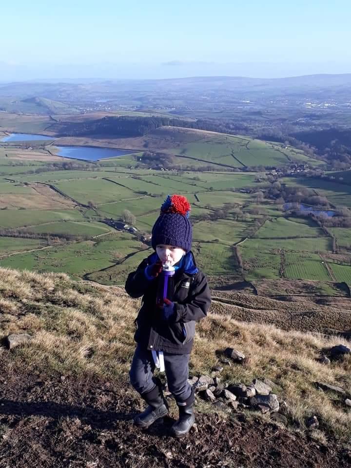 My 6 year old son after having a brave peek over the edge 