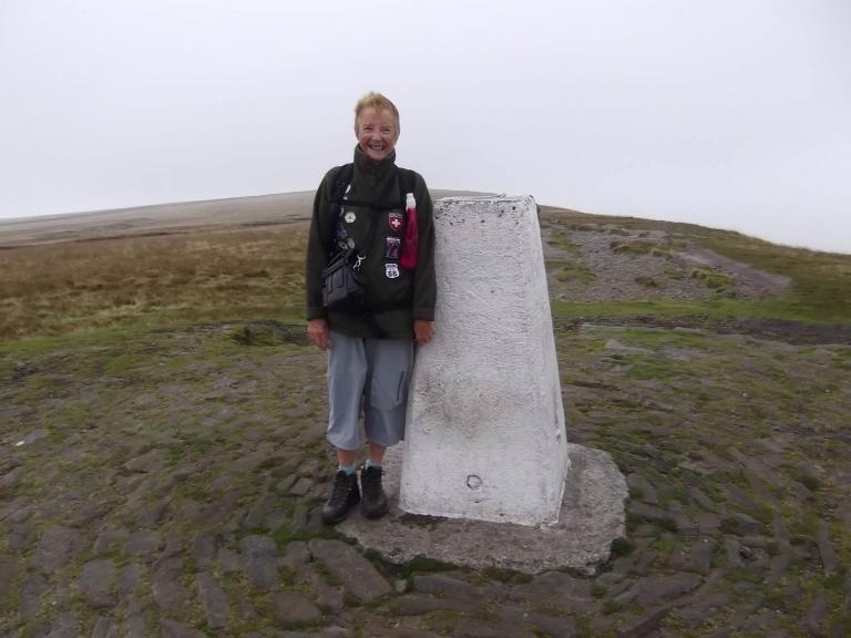 Myself on my second trip up Pendle Hill and I've yet to see the view ! This particular day was a scorcher when I stopped at Ogden reservoir, but a little from the summit it cold cold and misty !