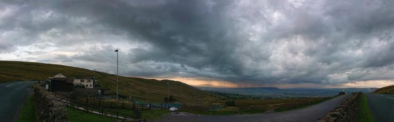 Pendle storm clouds from the ski centre panorama 