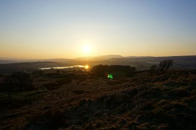 The sun sets behind Pendle Hill, from Noyna Hill above Foulridge, 28th February 2021 © Alan Kilduff