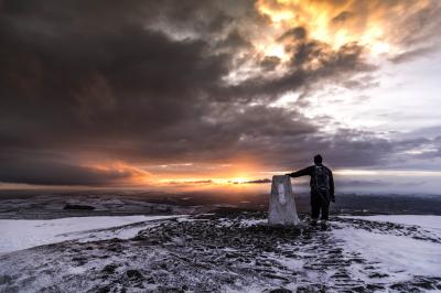 Winter sunrise from the summit of Pendle Hill 
