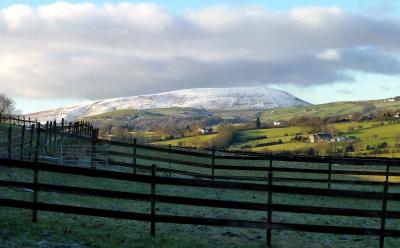 Pendle Hill in Winter, viewed from Colne. © Philip Fletcher
