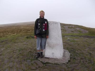 Myself on my second trip up Pendle Hill and I've yet to see the view ! This particular day was a scorcher when I stopped at Ogden reservoir, but a little from the summit it cold cold and misty ! 