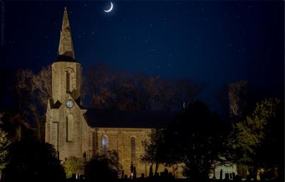 Sabden Parish Church at night 