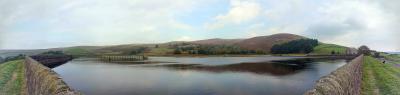 Churn Clough reservoir & Pendle Hill panorama  © Paul A. Olivant 